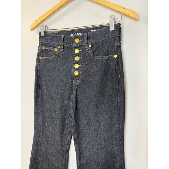 J. Crew High-rise Flare Wide Leg Jean Button fly Dark Wash Stretch Women's 24 - Picture 9 of 13